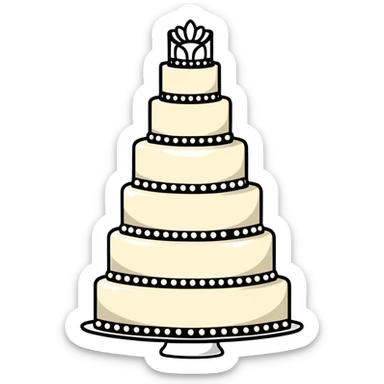 elegant multi-tier light pink wedding cake with pearl decorations sticker