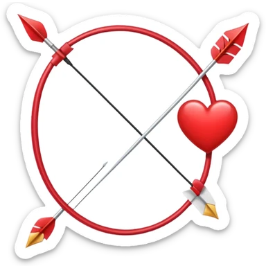 bow and arrow in a valentine’s day mood, with the arrow having a heart shape  sticker
