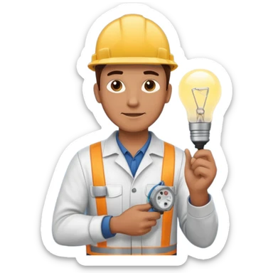 Am man Electricity power employer at work with a light sticker