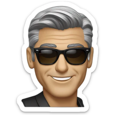 George Clooney with a high fade, rayban wayfarer sunglasses sticker