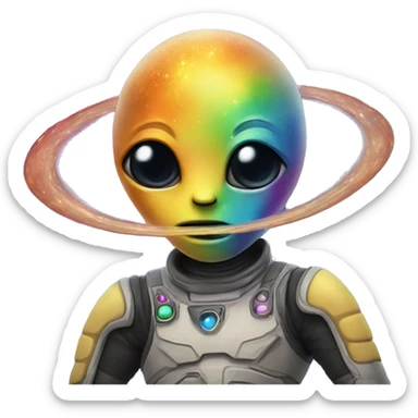 Colorful galaxy with alien sticker