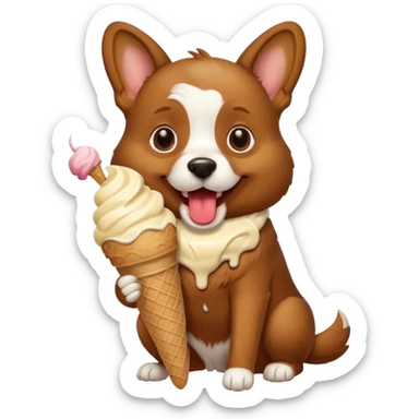dog eating icecream sticker