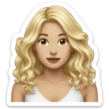 white, female, medium length blonde hair beach waves sticker