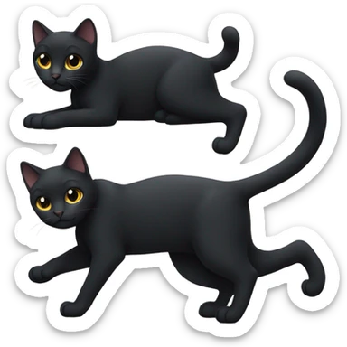 Black cute cat stretching sticker