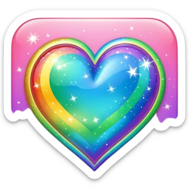 Rainbow- colored heart with sparkles  sticker