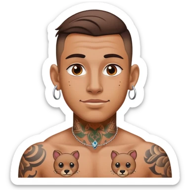 A guy with tattoos and ear piercings  sticker