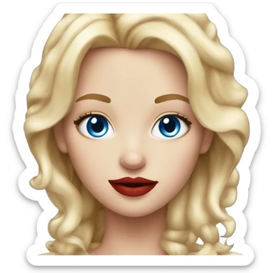 Realistic girl, blue eyes, red lipstick and fantastic blond hair  sticker