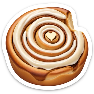 side view cinnamon roll with a heart cut out sticker