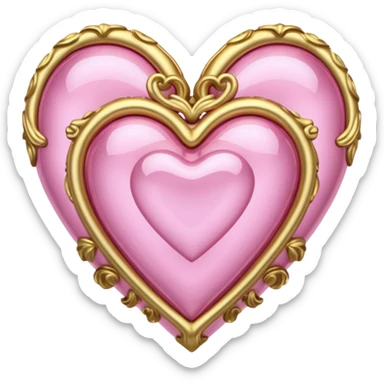  gold and pink diamond ornate rococo inflatable hearts sticker