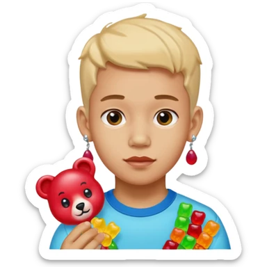 boy with a lot of accessories and earrings made out of candy sticker