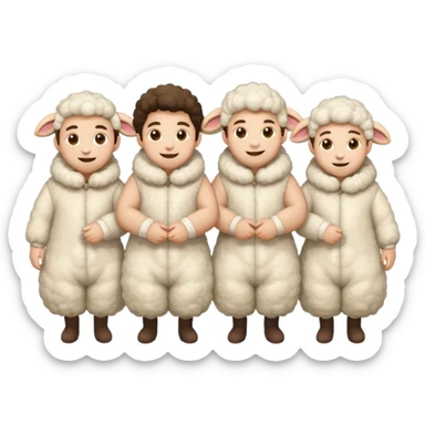 Quero 5 pessoas vestidas de ovelhas sticker