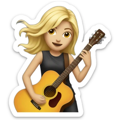 Blonde female playing guitar sticker
