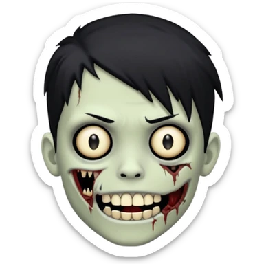 boy zombie with black hair emo Whith black grillz sticker