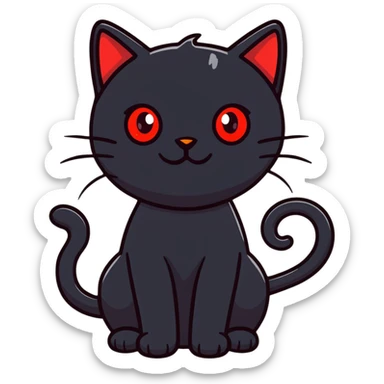 Mysterious black cat with bright red eyes sticker