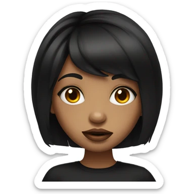 black hair girl with a face piercing and big lips sticker