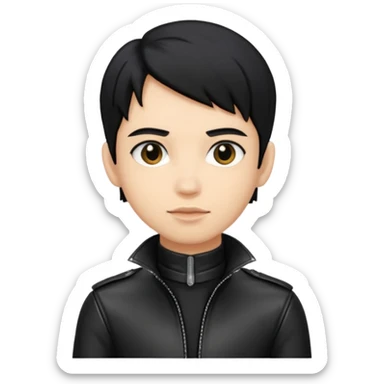 Neo from The Matrix with light skin, black hair, black outfit sticker