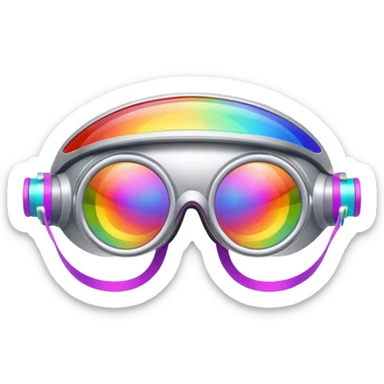 silver simulation rainbow visor goggles sticker