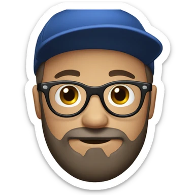 Guy with round glasses and french cap beard sticker