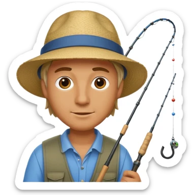 a man with a fishing rod sticker