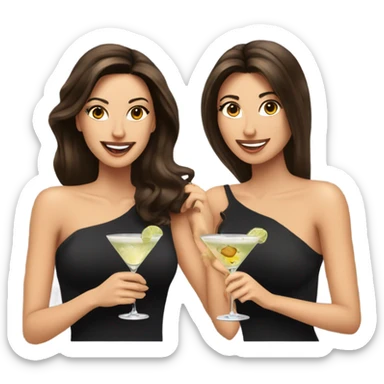  women two friends sipping prnstar martinis brunettes sticker
