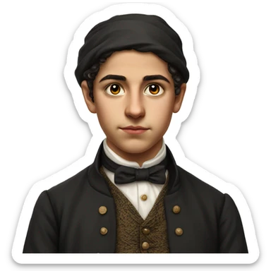 19th century Turkish teenager without a hat photorealistic serious sticker
