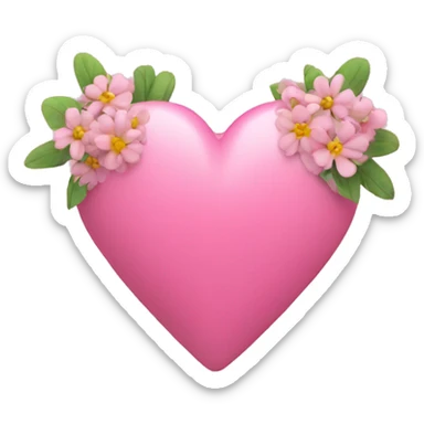 Pink heart with flowers around it sticker