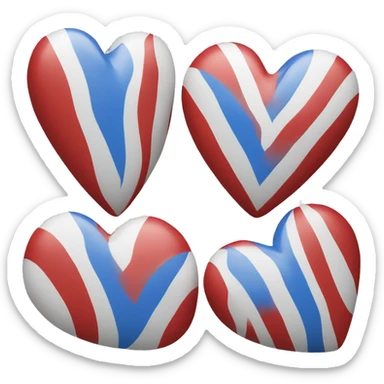 heart with one blue one red and one white stripe sticker