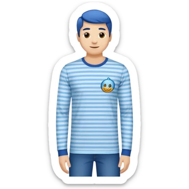 T-Shirt manches longues rayé bleu  sticker