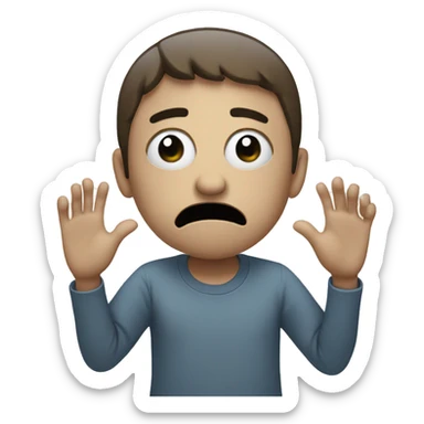 Sad face saying stop with one hand sticker