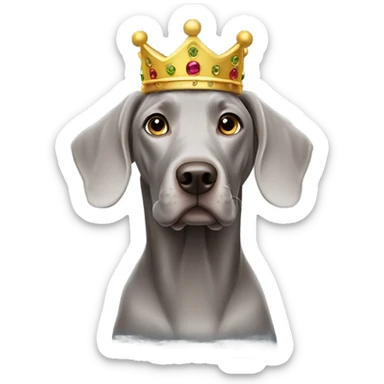 Weimaraner dog wearing a crown sticker