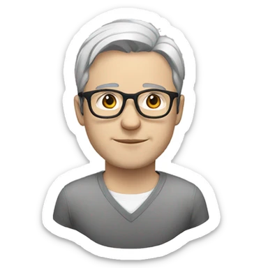 man in glasses black hair, white skin, european sticker