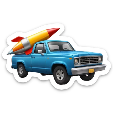 pick up truck and rocket in bed sticker