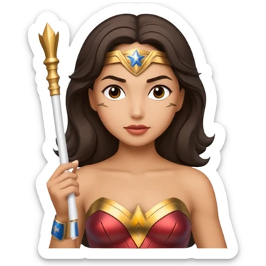 Wonder Woman holding white orchestra baton sticker