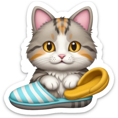 Cat with slipper in hand sticker