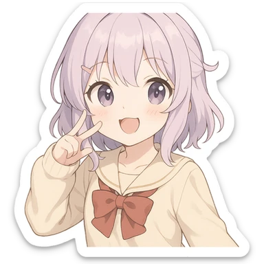 Cute anime-style юки суо with soft colors and a playful expression sticker