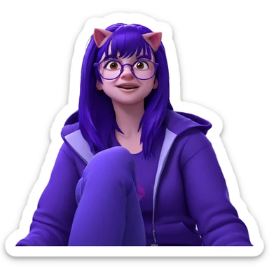 purple haired girl with glasses sticker