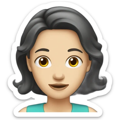 white woman dark hair presenting a slide sticker