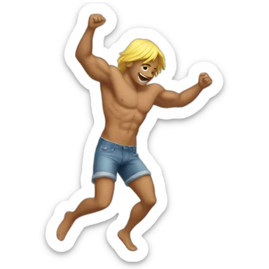 Shirtless guy dancing under raining money  sticker