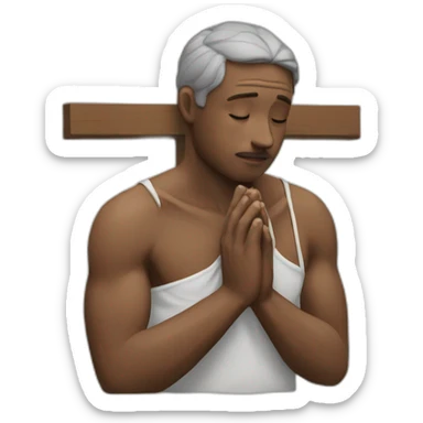 Man praying to crucifix  sticker