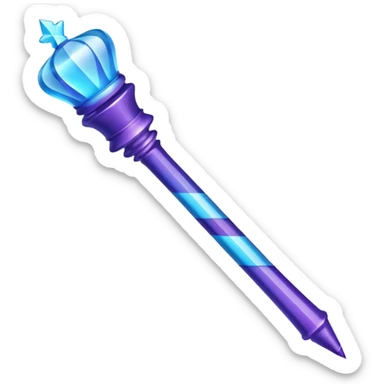 Create a small, visually appealing icon of a magic wand (chess wand style) to represent creativity and artistic design. Use a clean, modern look with glowing accents in purple and blue shades.
 sticker