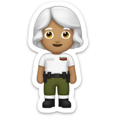 hommbre cabello castaño con ghorra roja y con la palabra SMM cara blanca y playera blanca con la frase SMM militar sticker