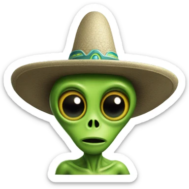 Cartoon alien wearing sombrero sticker