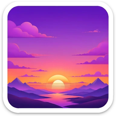 Epic beautiful orange-purple sunset dusk dawn sunrise gradient colorful sky aesthetic scenery scene full image  sticker