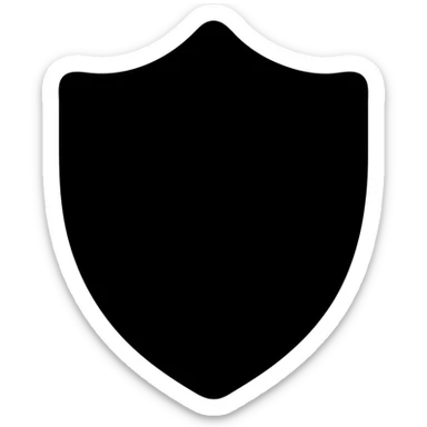 shield icon, filled solid black, modern icon style sticker