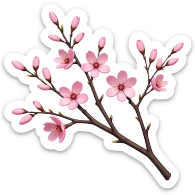 Red Sakura cherry blossom tree twig sticker