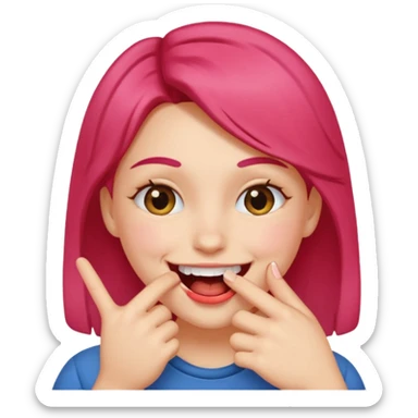 Create a blushing emoji face smiling while biting its finger in a flirty way sticker