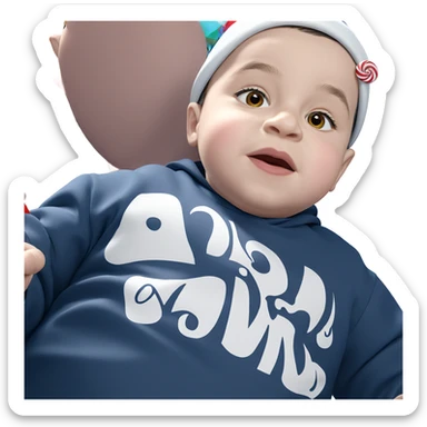boy with candy in hat sticker
