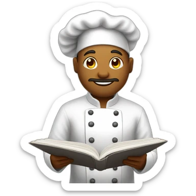 chef reading recipe book sticker