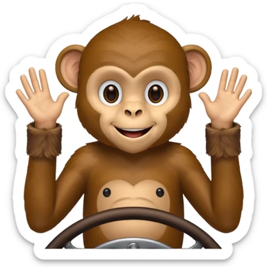 monkey pretending to drive but no car sticker