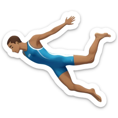 An icon showing an athlete mid-flip diving from a high springboard into a clear blue pool. The design captures the elegance of the twist, the splash below, and the height of the jump. Transparent background emphasizes the precision, grace, and thrill of diving as a sport. sticker
